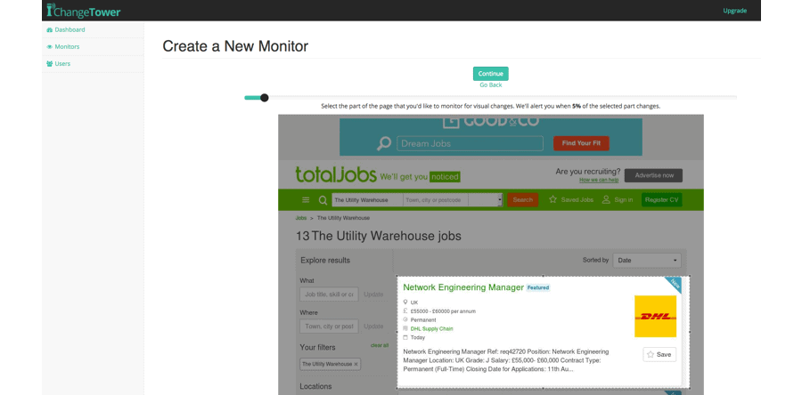 Monitor job websites